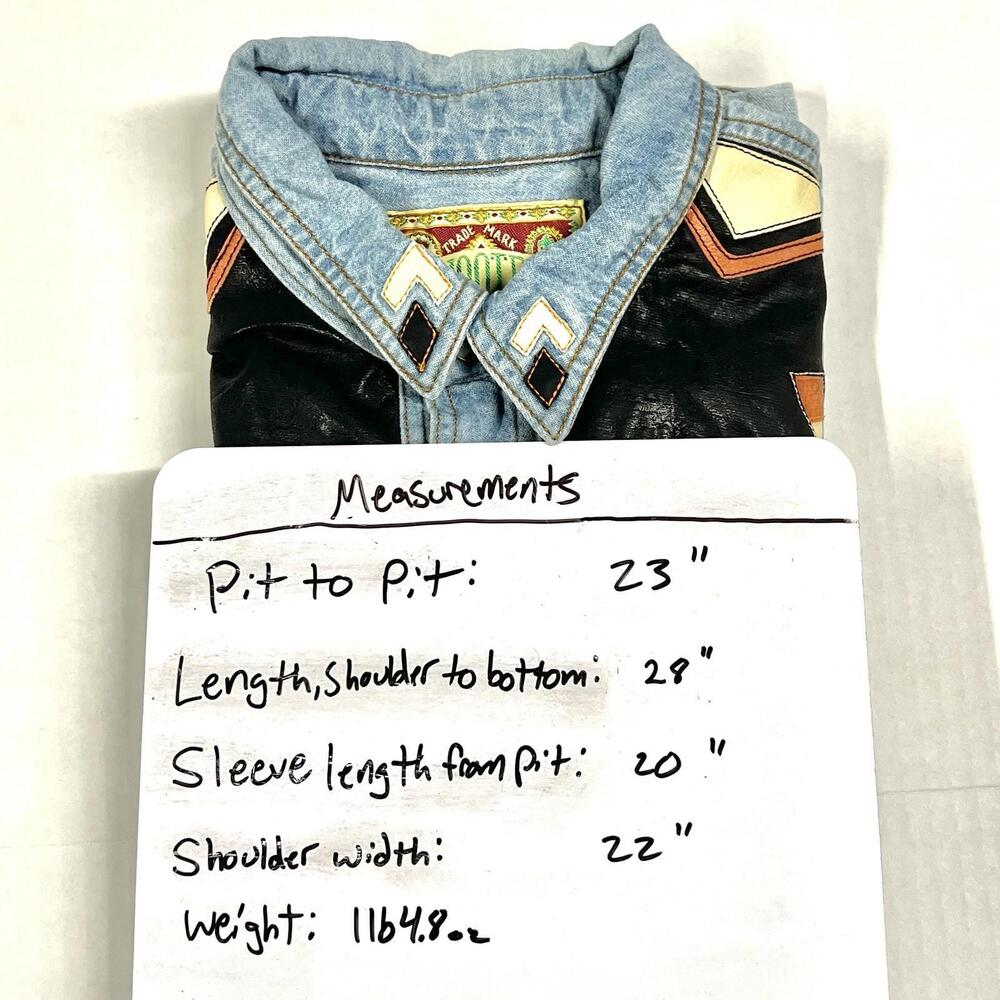 Men's Light Blue Denim Western Shirt with Black and Orange Embroidery - Picture 11 of 11